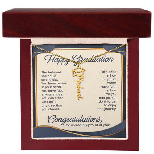 Gift For Her – She Believed- So Could - So She Did - Graduation Name Necklace - The Shoppers Outlet