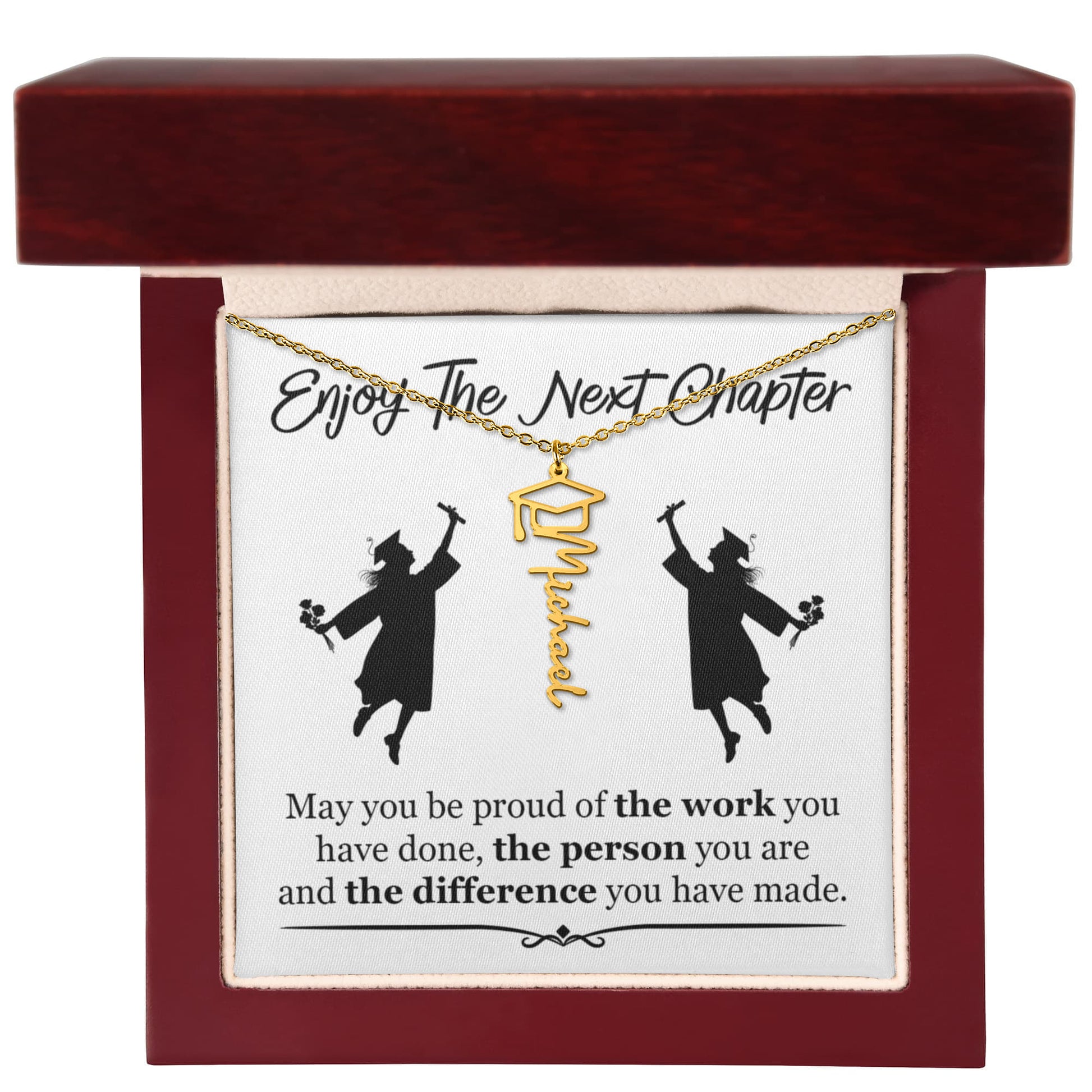 Gift For Her – Inspirational Gift for Graduates - Graduation Name Necklace - The Shoppers Outlet