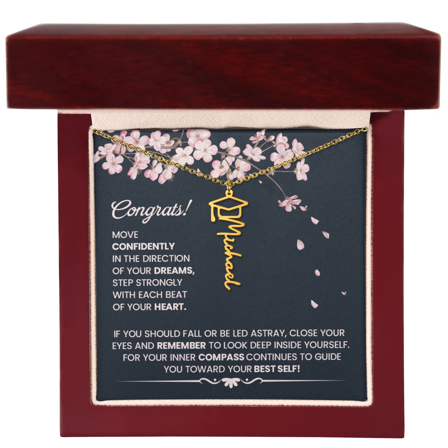 Congrats Graduation Gift – Gift for Her - Elegant Inspirational - Graduation Name Necklace - The Shoppers Outlet