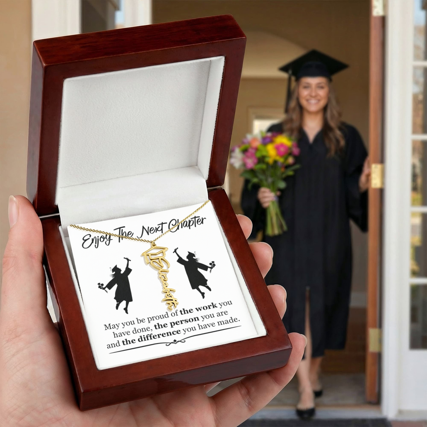 Gift For Her – Inspirational Gift for Graduates - Graduation Name Necklace - The Shoppers Outlet