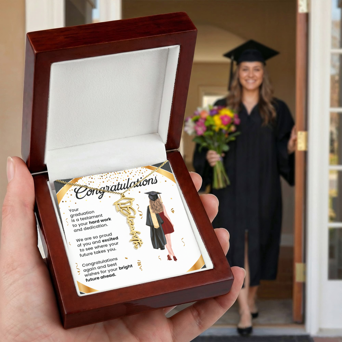 Graduation Necklace Gift – Inspirational Jewelry for Her | Graduation Name Necklace - The Shoppers Outlet