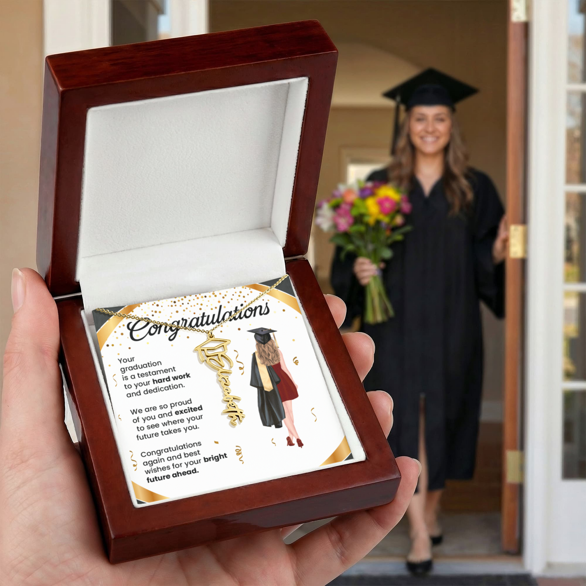 Graduation Necklace Gift – Inspirational Jewelry for Her | Graduation Name Necklace - The Shoppers Outlet