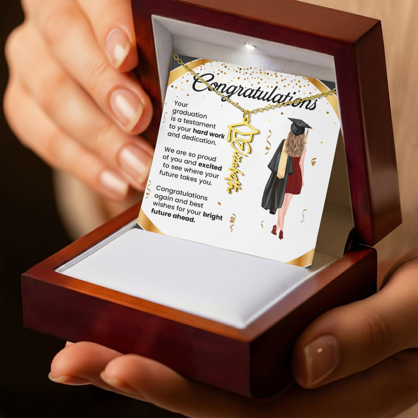 Graduation Necklace Gift – Inspirational Jewelry for Her | Graduation Name Necklace - The Shoppers Outlet