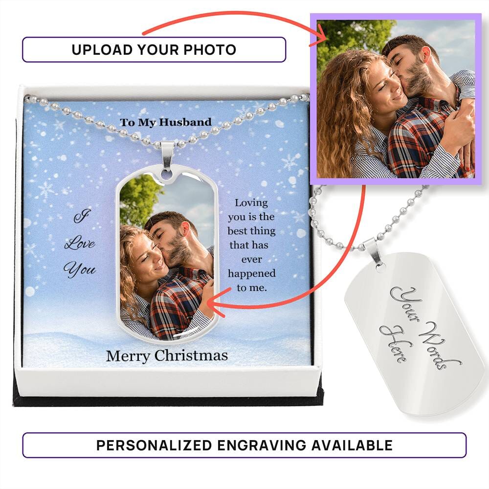 Gift For Husband - Merry Christmas - I Love You - Buyer Photo Upload Dog Tag Necklace - The Shoppers Outlet