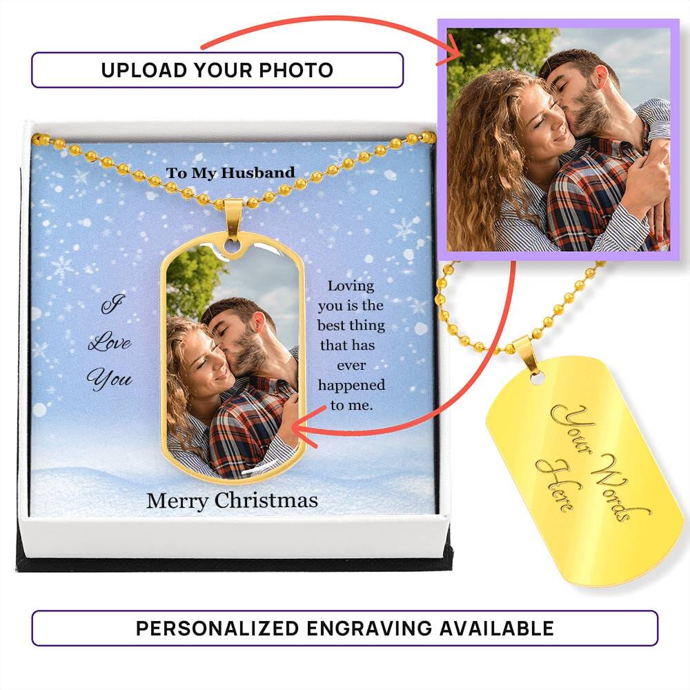 Gift For Husband - Merry Christmas - I Love You - Buyer Photo Upload Dog Tag Necklace - The Shoppers Outlet