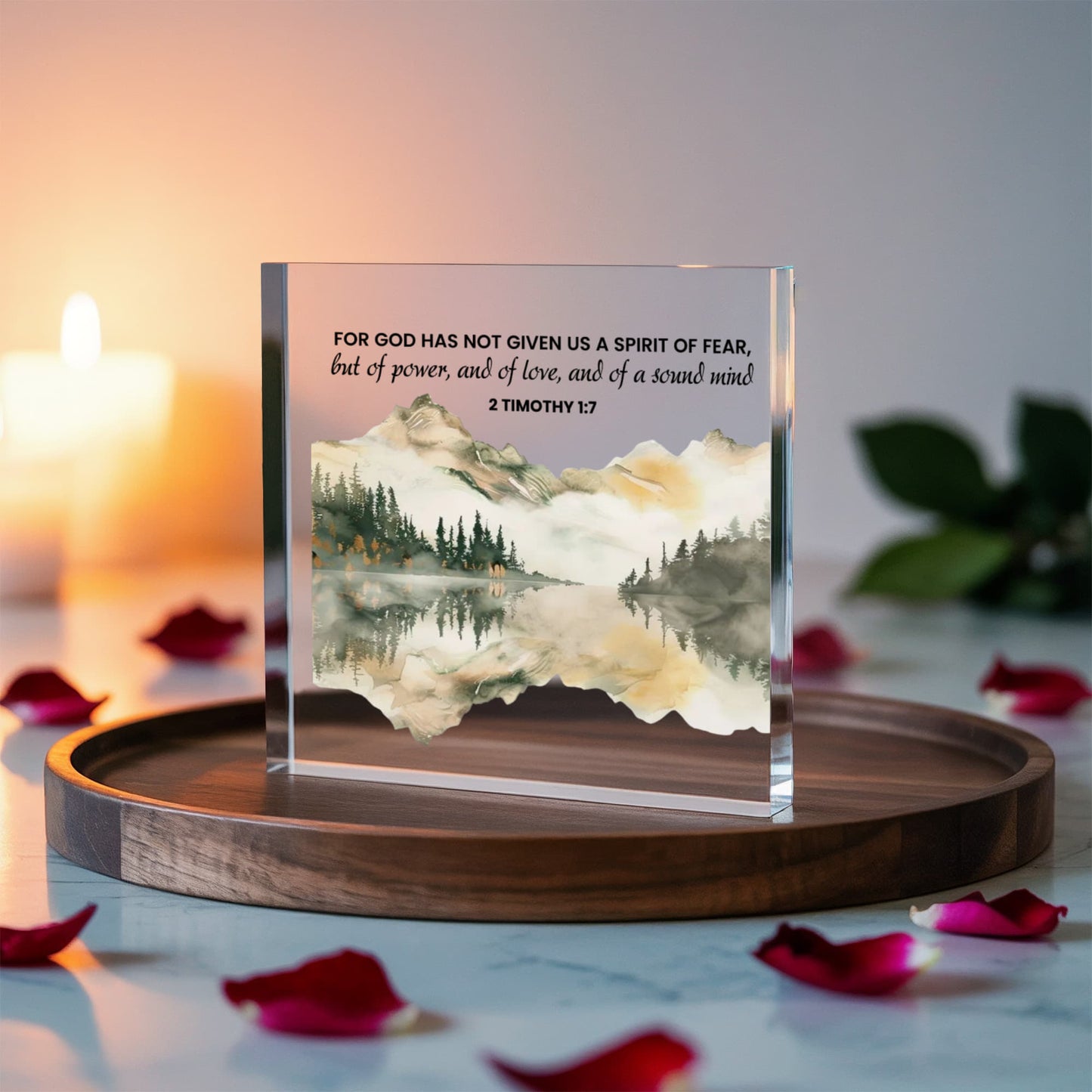 Faith - 2Timothy 1:7 - Bible Verse - Printed Acrylic Block - The Shoppers Outlet