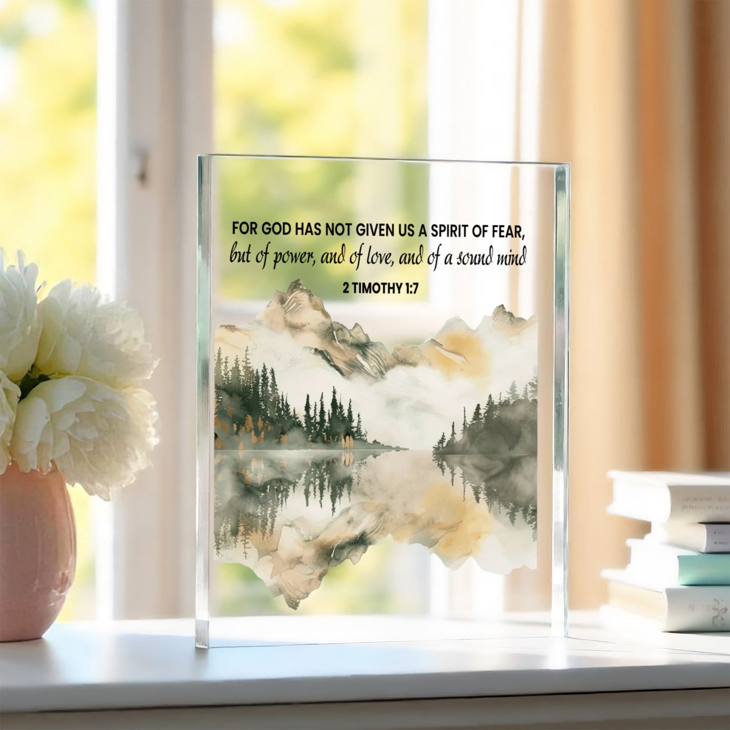Faith - 2Timothy 1:7 - Bible Verse - Printed Acrylic Block - The Shoppers Outlet