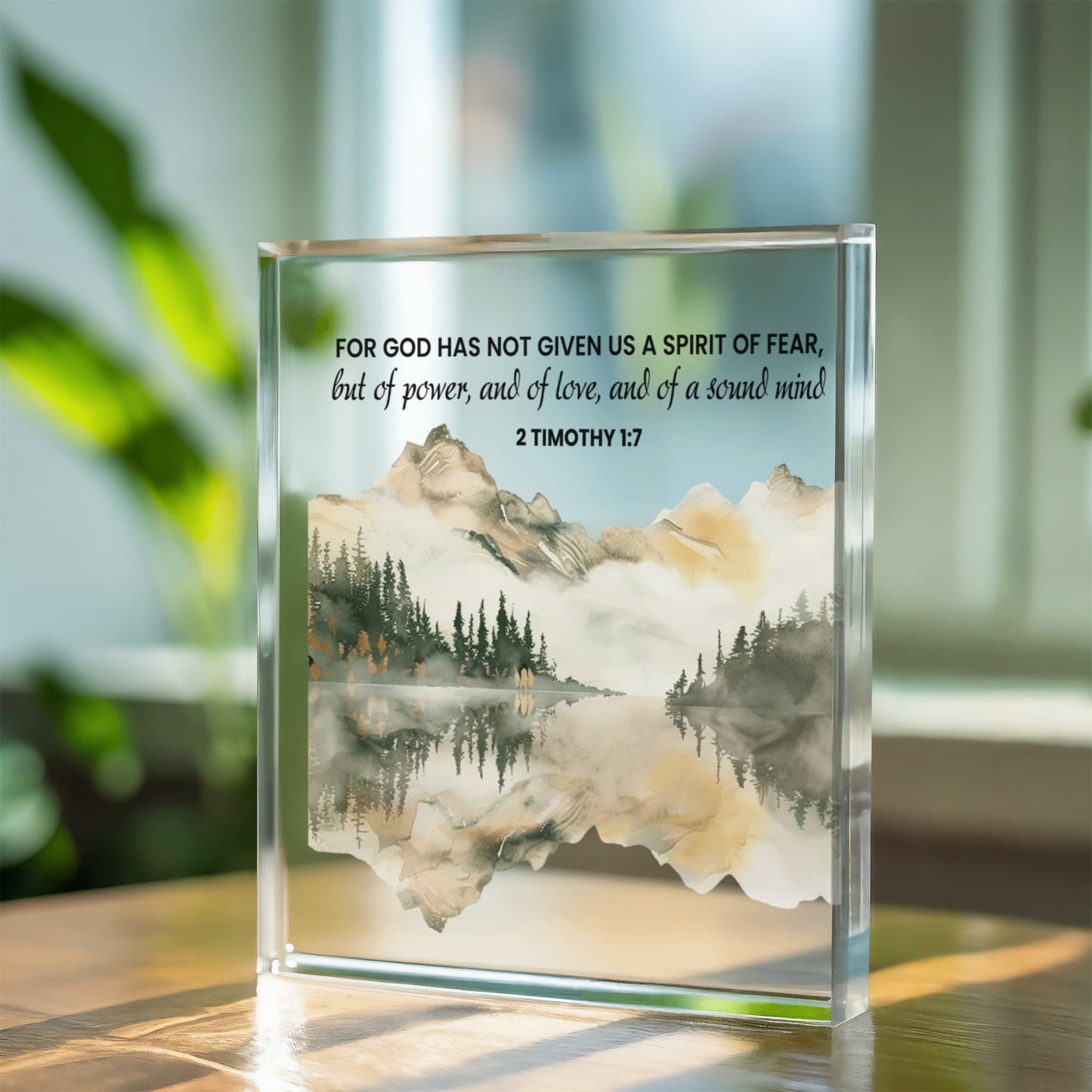 Faith - 2Timothy 1:7 - Bible Verse - Printed Acrylic Block - The Shoppers Outlet