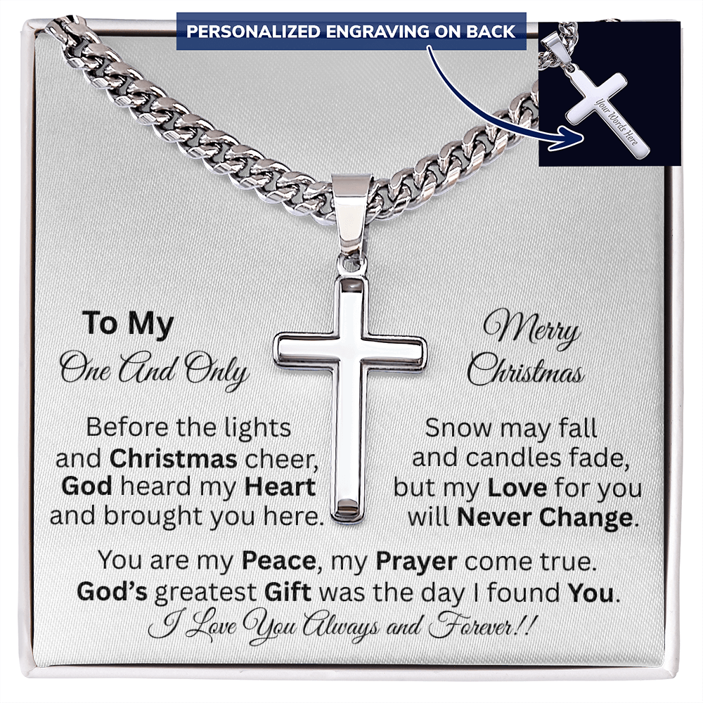 To My One And Only - Christmas Gift - Personalized Cross And Cuban Link Chain Necklace