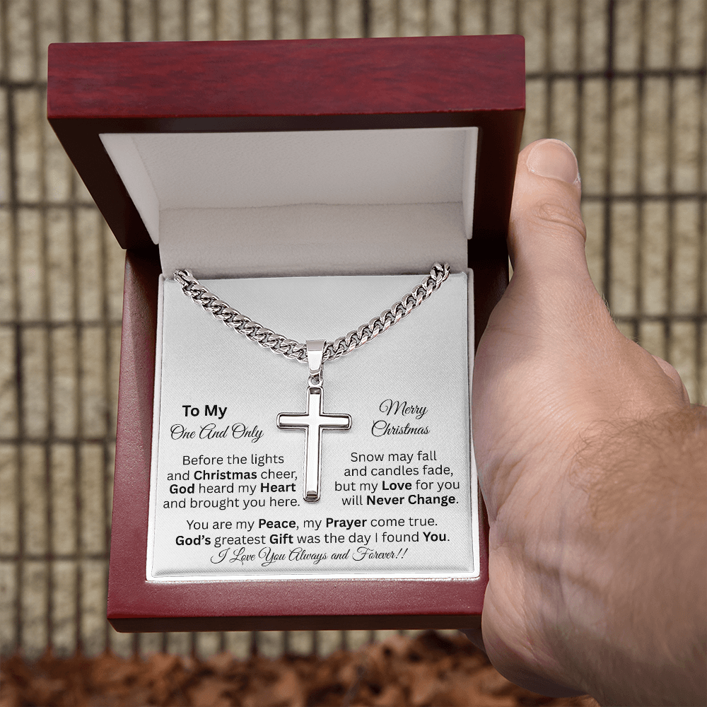 To My One And Only - Christmas Gift - Personalized Cross And Cuban Link Chain Necklace