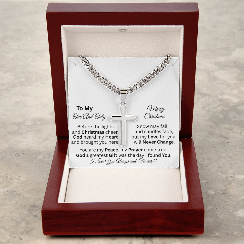 To My One And Only - Christmas Gift - Personalized Cross And Cuban Link Chain Necklace