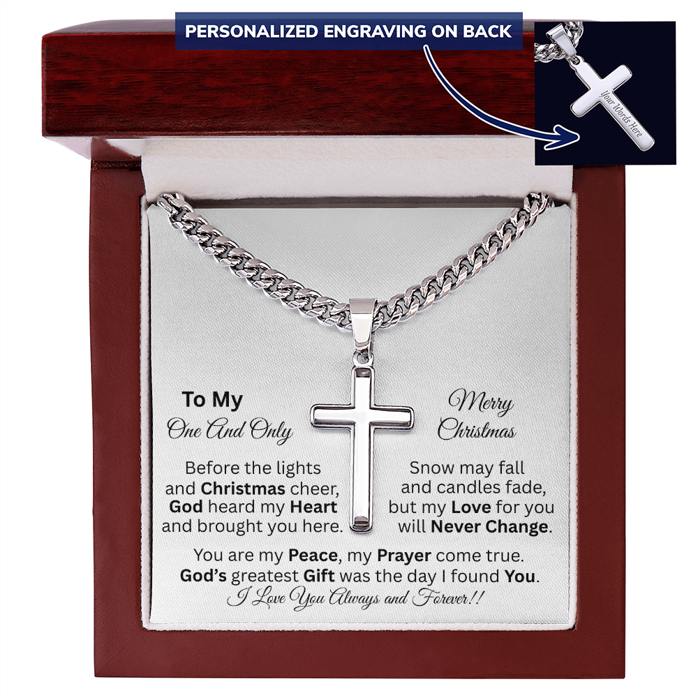 To My One And Only - Christmas Gift - Personalized Cross And Cuban Link Chain Necklace