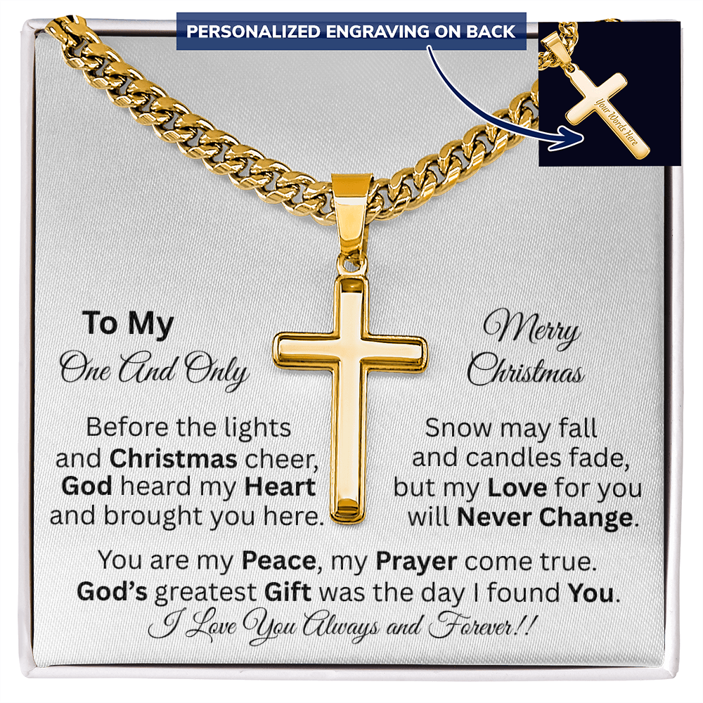 To My One And Only - Christmas Gift - Personalized Cross And Cuban Link Chain Necklace