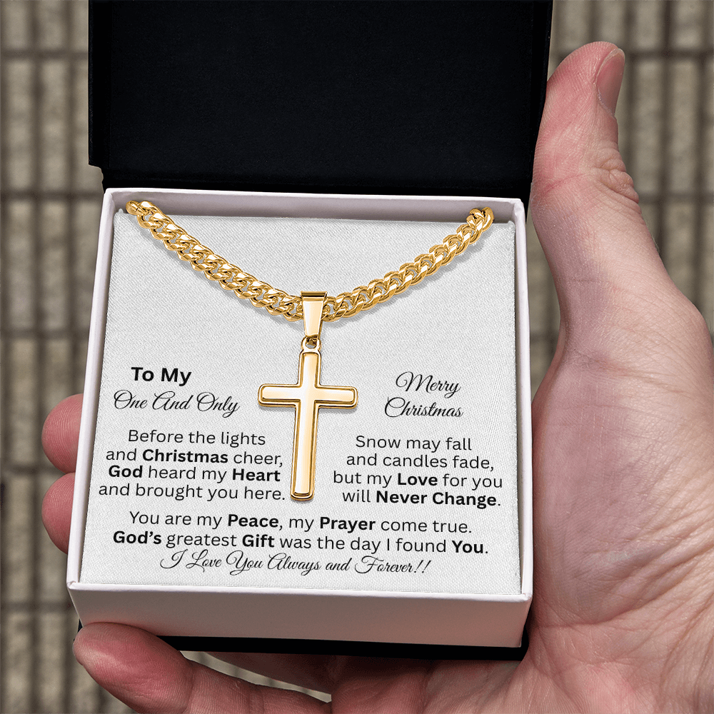 To My One And Only - Christmas Gift - Personalized Cross And Cuban Link Chain Necklace