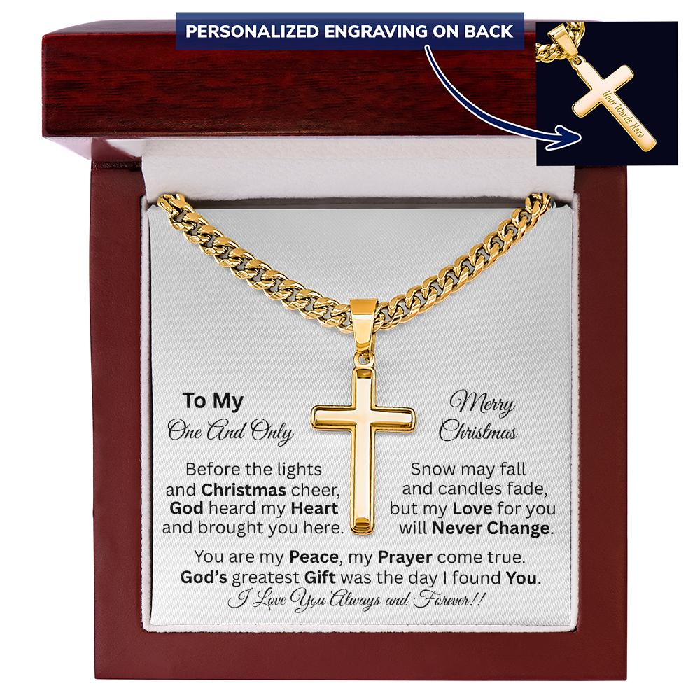 To My One And Only - Christmas Gift - Personalized Cross And Cuban Link Chain Necklace