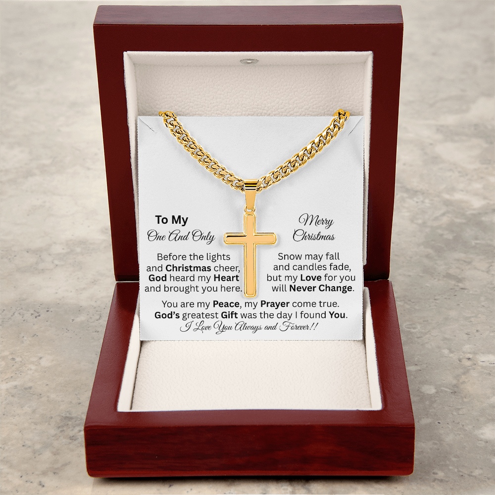 To My One And Only - Christmas Gift - Personalized Cross And Cuban Link Chain Necklace