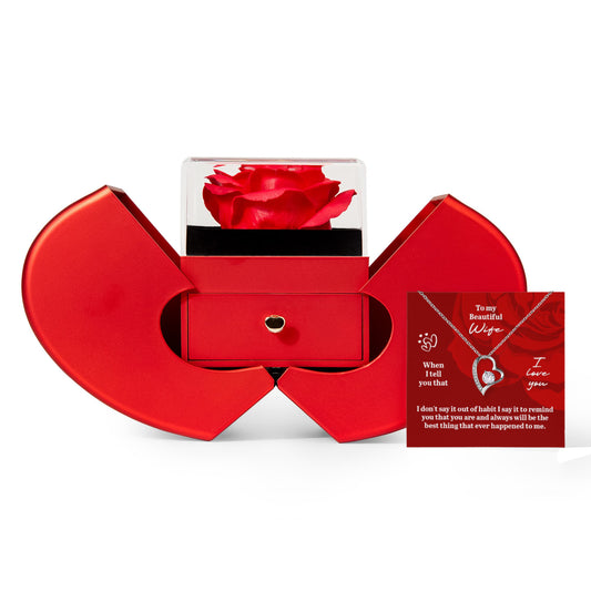 Gift For Wife - When I Tell That I Love You - Forever Love Necklace with Red Heart Rose Box