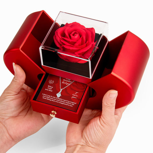 Gift For Wife - When I Tell That I Love You - Alluring Beauty Necklace with Red Heart Rose Box - The Shoppers Outlet