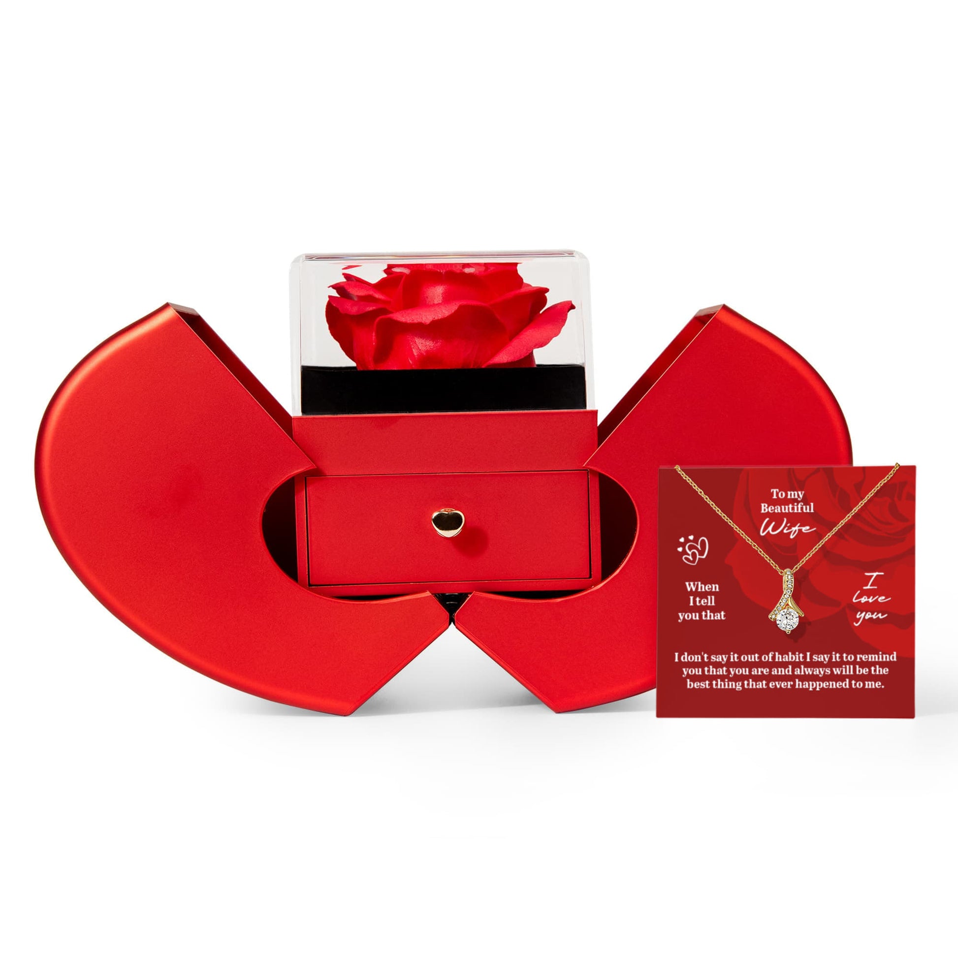 Gift For Wife - When I Tell That I Love You - Alluring Beauty Necklace with Red Heart Rose Box - The Shoppers Outlet