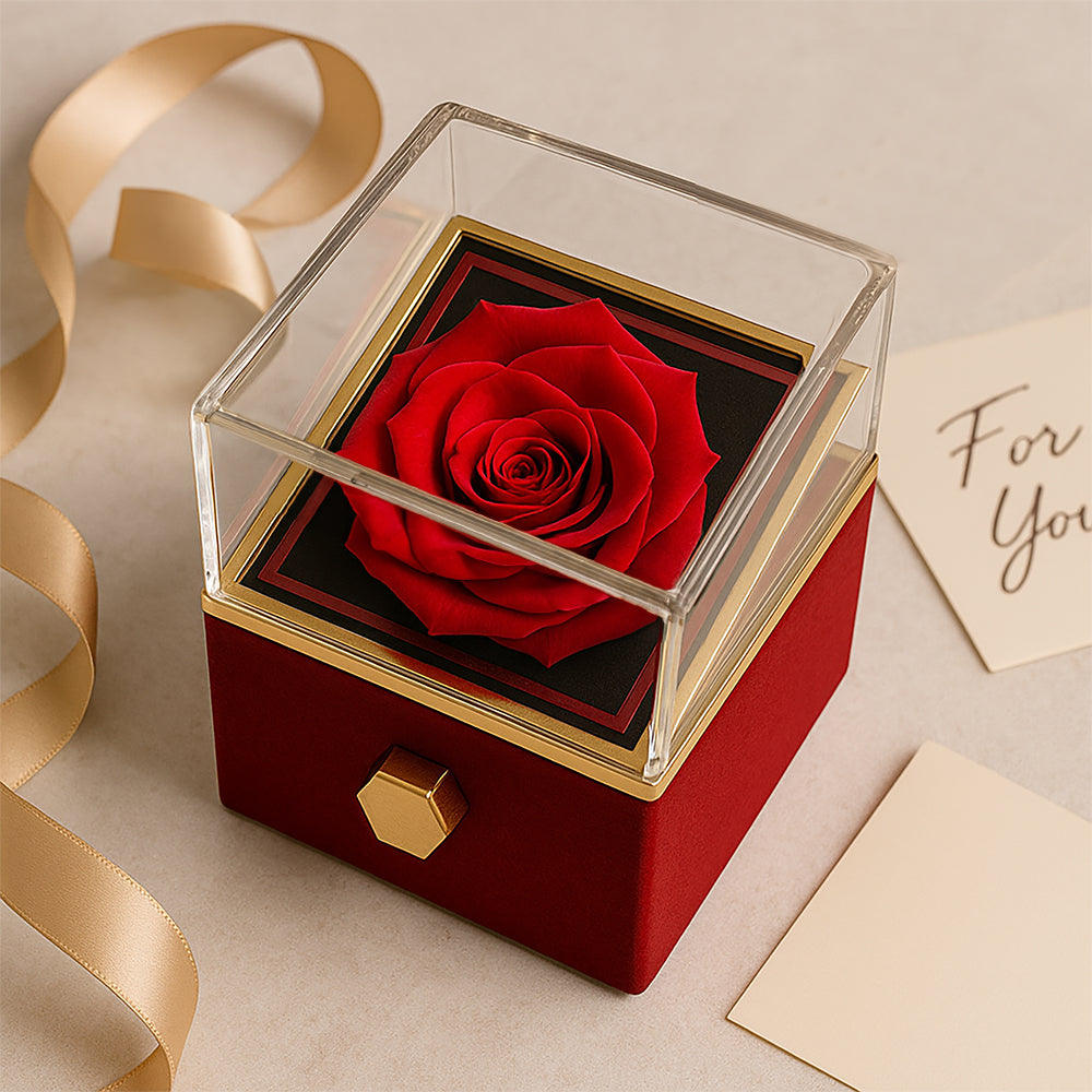 To My Queen - Christmas Gift - Love Knot Necklace with Rotating Rose Gift Box