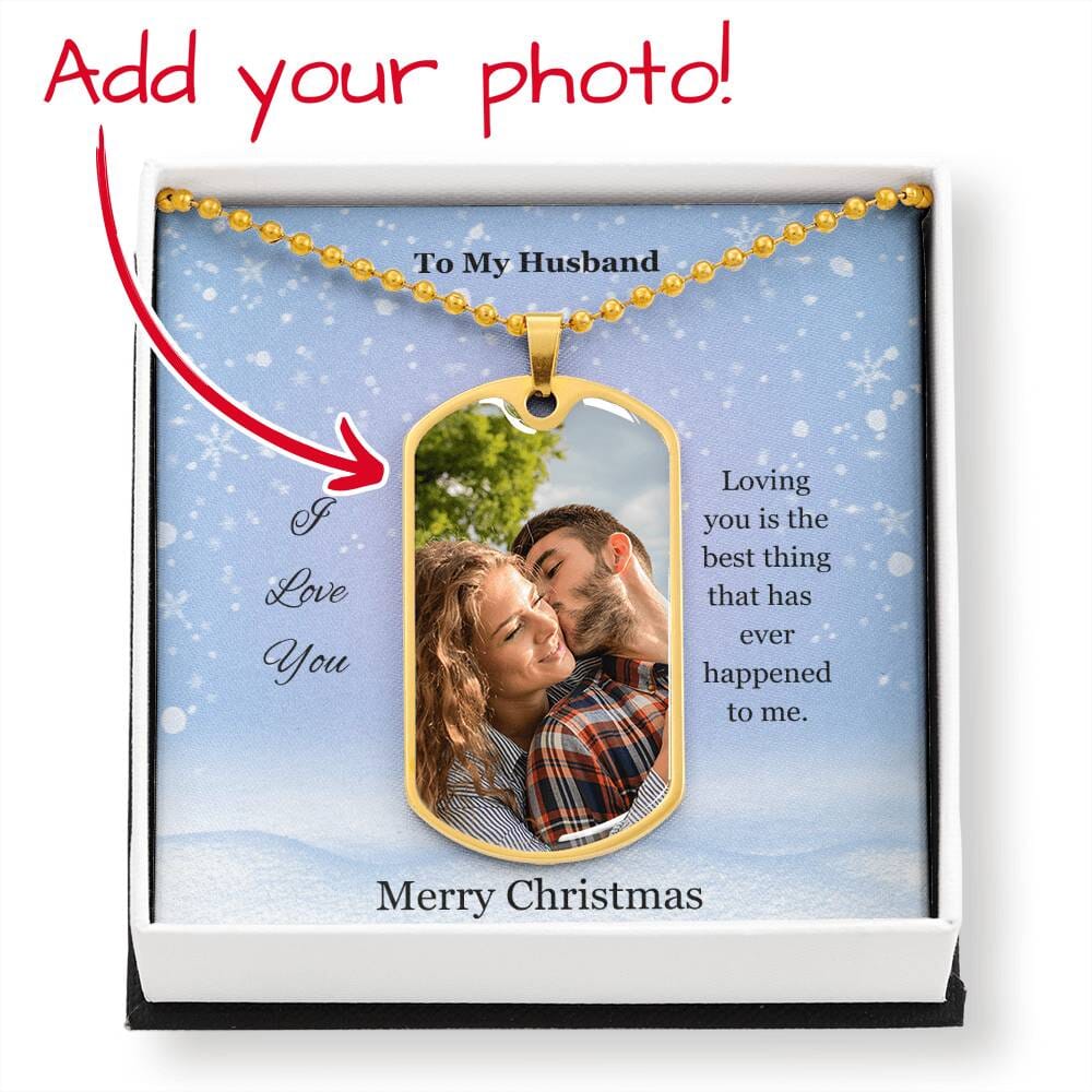 Gift For Husband - Merry Christmas - I Love You - Buyer Photo Upload Dog Tag Necklace - The Shoppers Outlet