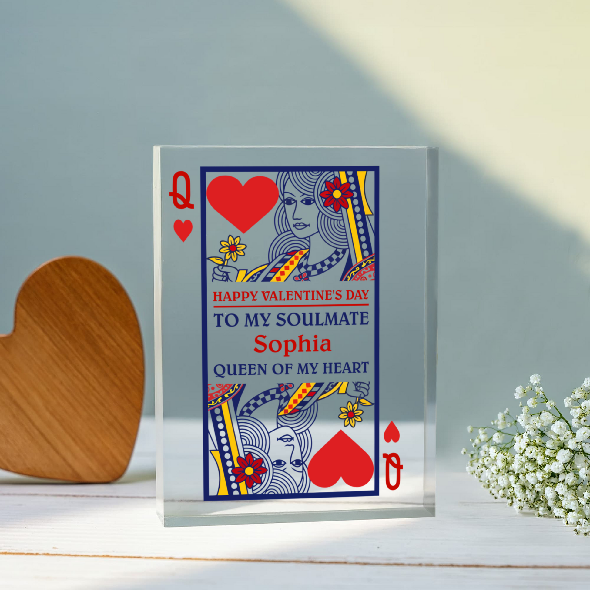 Queen of Hearts Soulmate – Personalized Valentine Gift for Her - Acrylic Plaque - The Shoppers Outlet