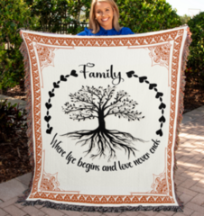 Family - Where Life Begins And Love Never Ends - Heirloom Woven Blanket - Portrait - The Shoppers Outlet