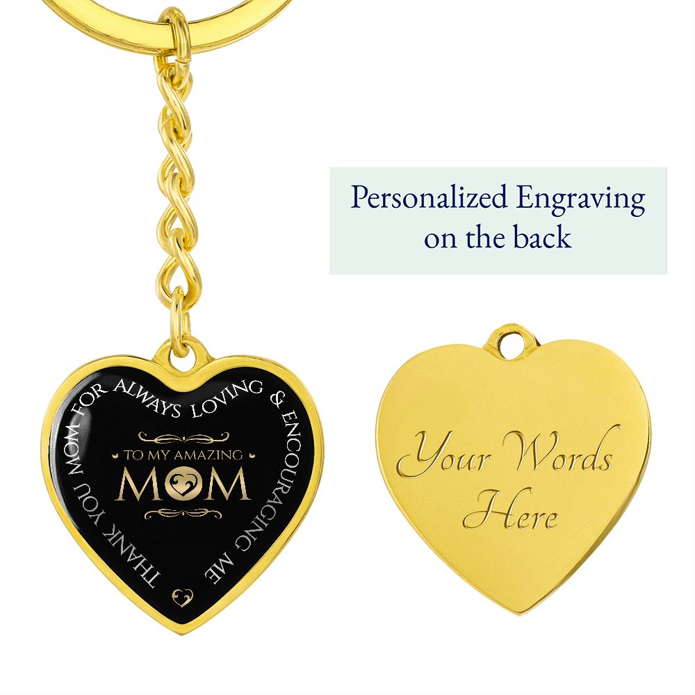 Mom - To My Amazing Mom - Graphic Heart Keychains - The Shoppers Outlet