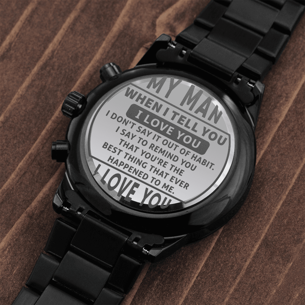 Husband - When I Tell You - Engraved Black Chronograph Watch - The Shoppers Outlet