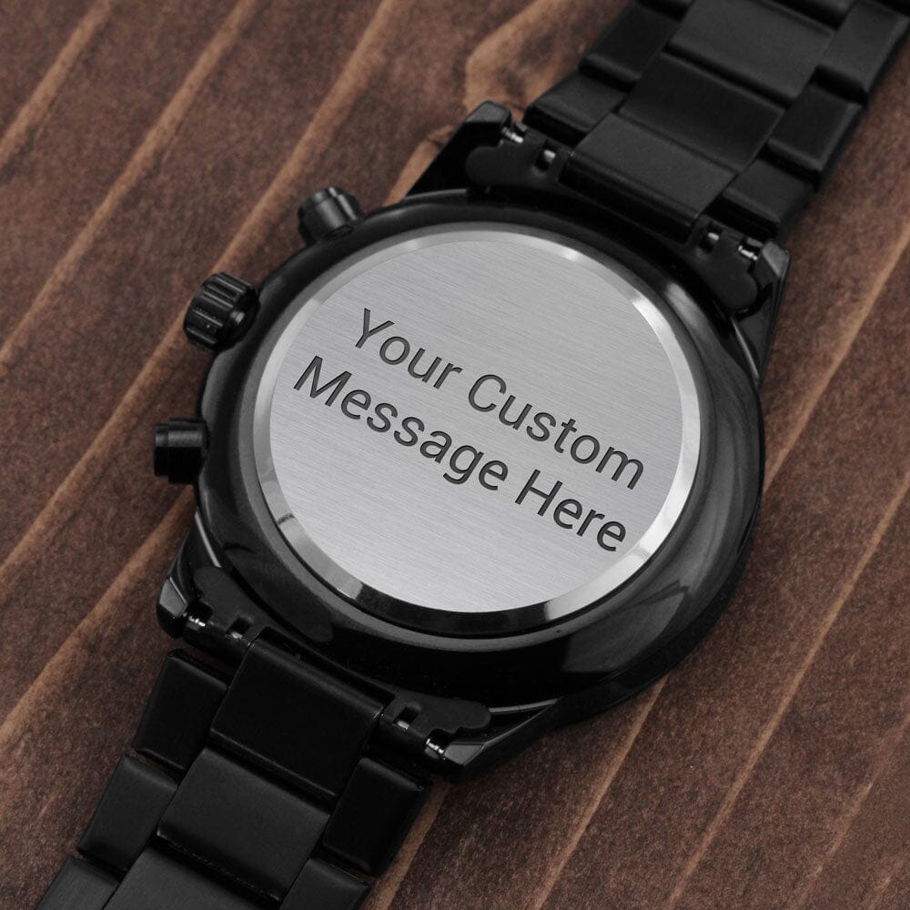 Buyer Customizable Engraved Black Chronograph Watch - The Shoppers Outlet