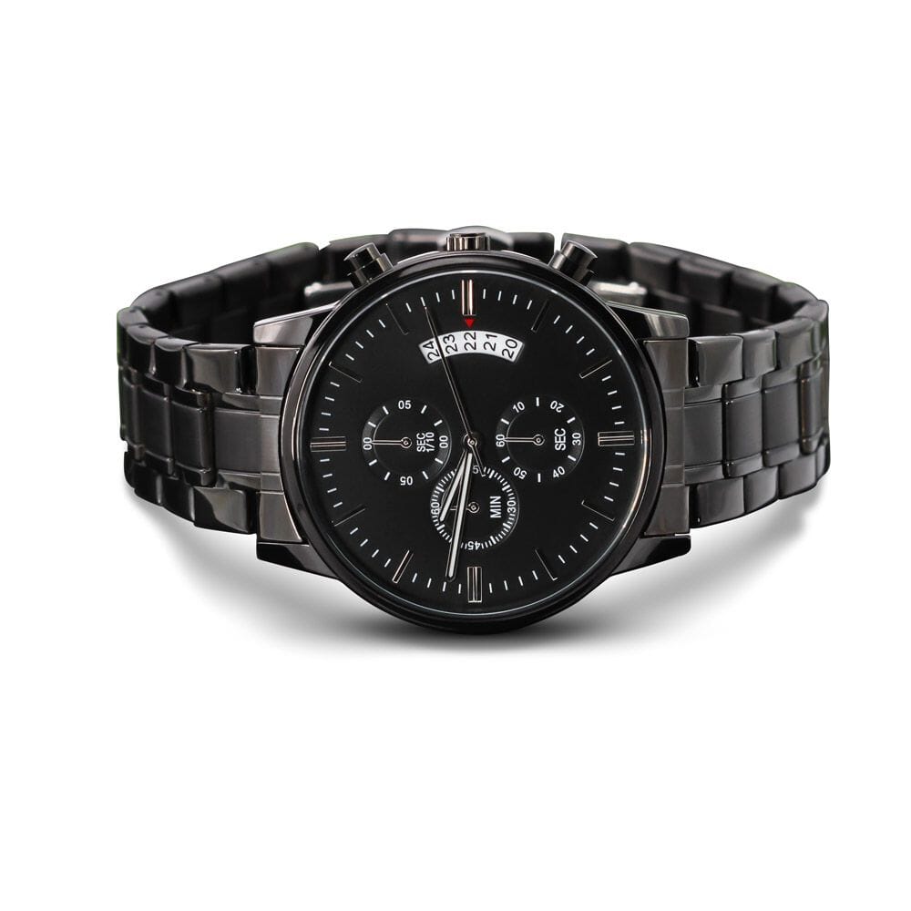 Buyer Customizable Engraved Black Chronograph Watch - The Shoppers Outlet