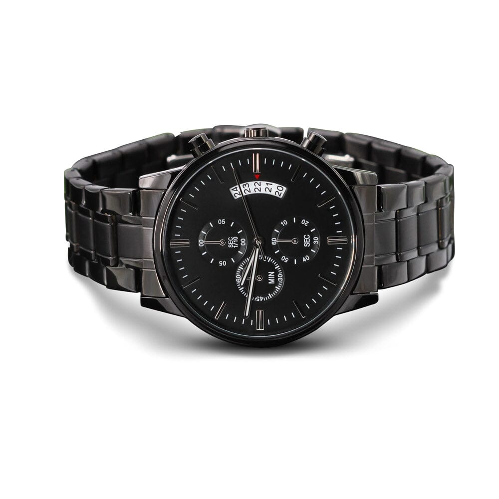 Buyer Customizable Engraved Black Chronograph Watch - The Shoppers Outlet