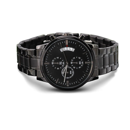 Buyer Customizable Engraved Black Chronograph Watch - The Shoppers Outlet