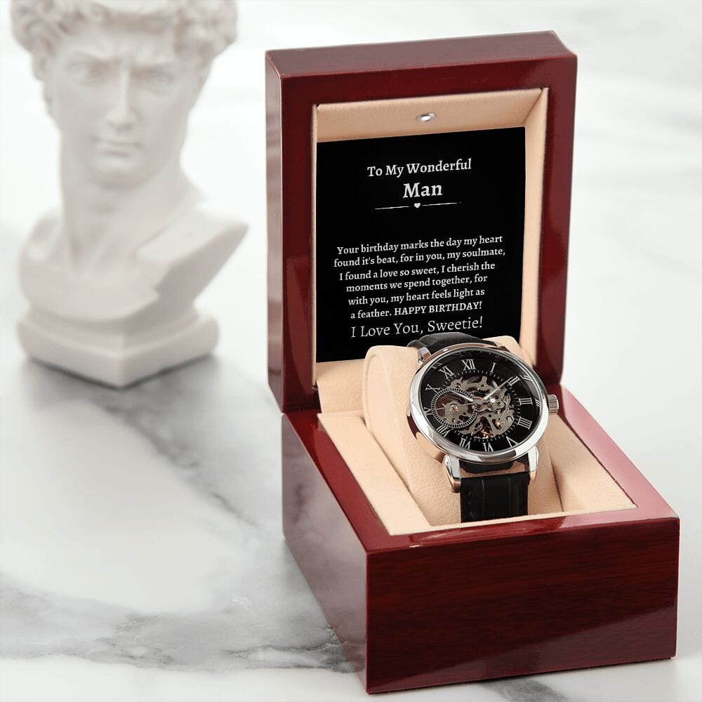 Gift For Husband - Happy Birthday - Gift For Husband - Men's Openwork Watch - The Shoppers Outlet