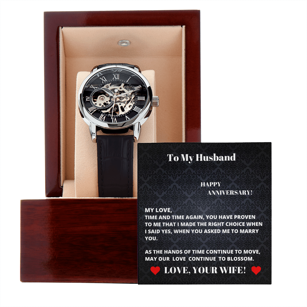Husband - I Made The Right Choice - Happy Anniversary - Openwork Watch - The Shoppers Outlet