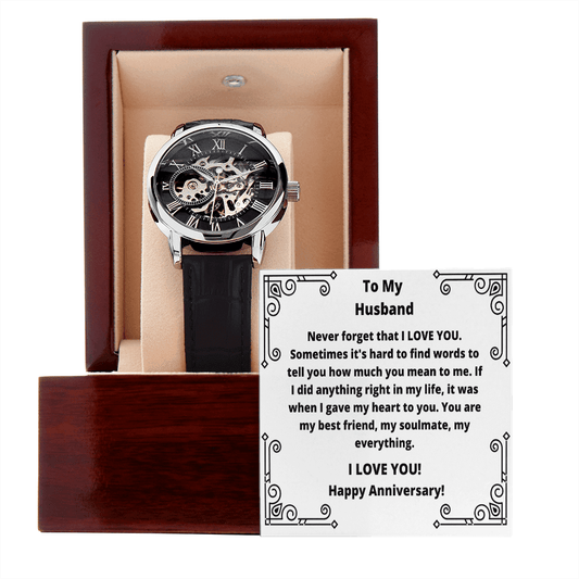Gift For Husband - Never Forget That I Love You - Men's Openwork Watch - The Shoppers Outlet
