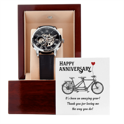 Husband - It's Been An Amazing Year - Happy Anniversary - Men's Openwork Watch - The Shoppers Outlet
