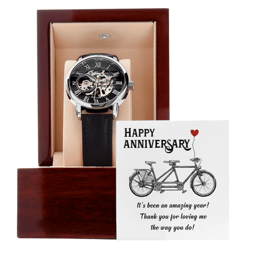 Gift For Husband - It's Been An Amazing Year - Happy Anniversary - Men's Openwork Watch - The Shoppers Outlet