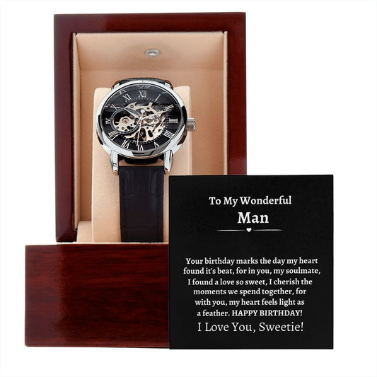 Husband - Happy Birthday - Gift For Husband - Men's Openwork Watch - The Shoppers Outlet