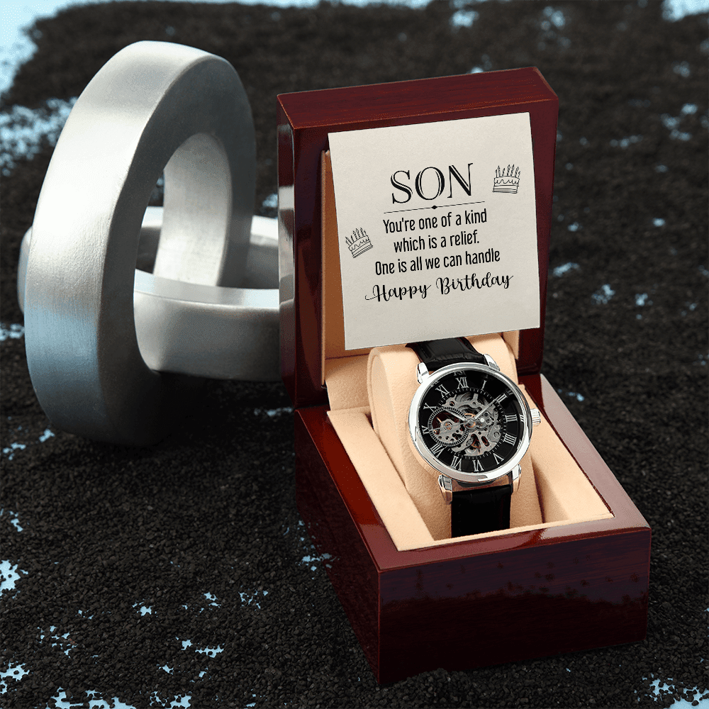 Son - You're One Of A Kind - Happy Birthday - Men's Openwork Watch - The Shoppers Outlet