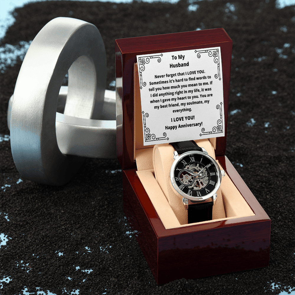 Husband - Never Forget That I Love You - Men's Openwork Watch - The Shoppers Outlet