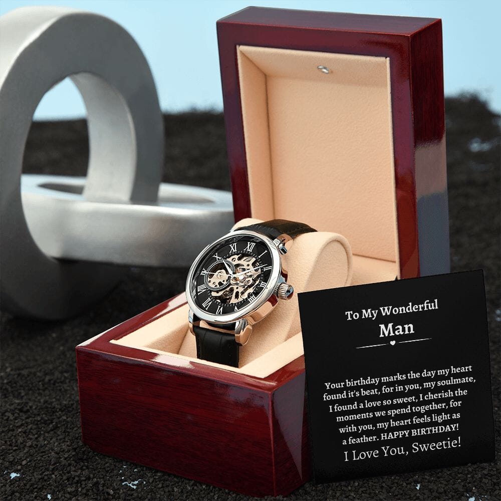 Gift For Husband - Happy Birthday - Gift For Husband - Men's Openwork Watch - The Shoppers Outlet