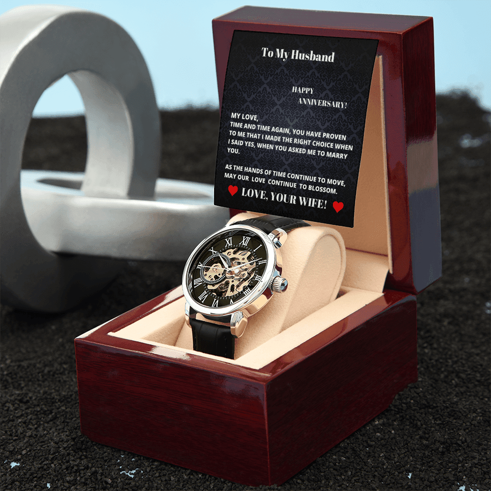Husband - I Made The Right Choice - Happy Anniversary - Openwork Watch - The Shoppers Outlet