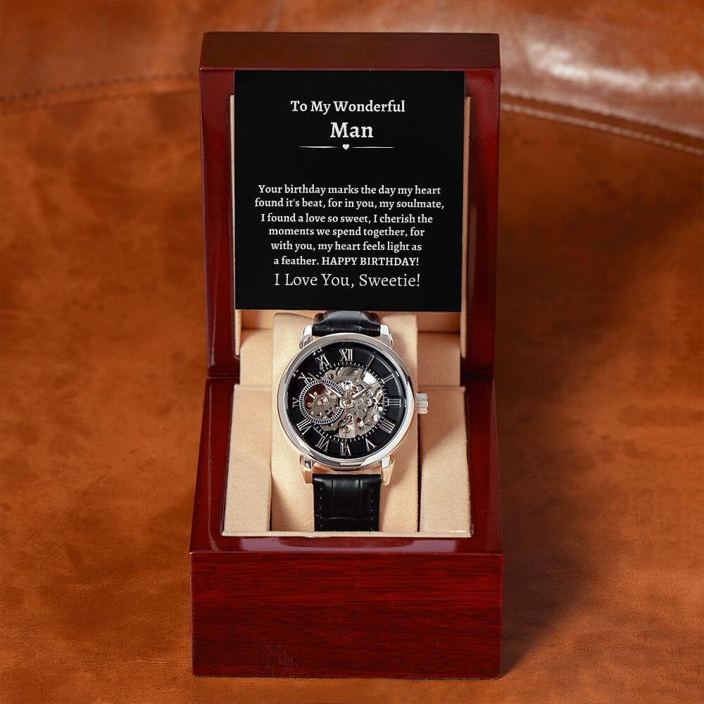 Gift For Husband - Happy Birthday - Gift For Husband - Men's Openwork Watch - The Shoppers Outlet