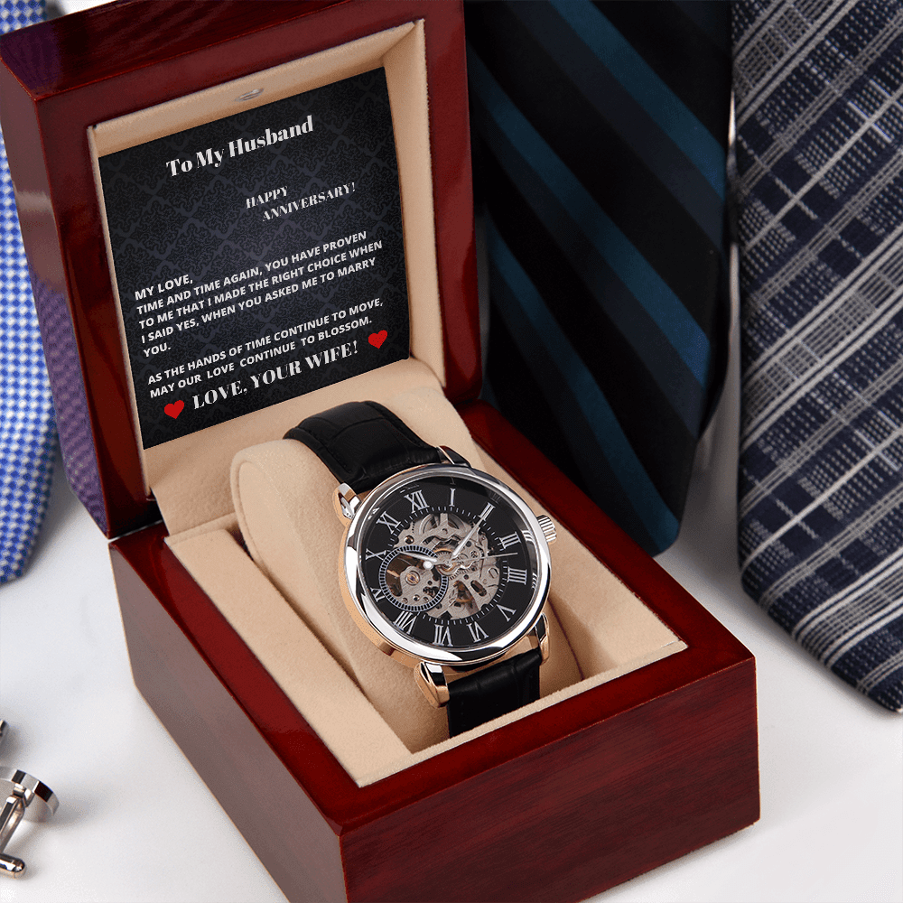 Husband - I Made The Right Choice - Happy Anniversary - Openwork Watch - The Shoppers Outlet