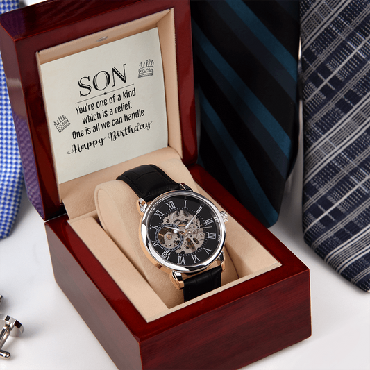 Son - You're One Of A Kind - Happy Birthday - Men's Openwork Watch - The Shoppers Outlet