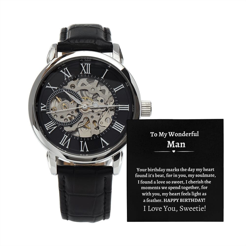 Gift For Husband - Happy Birthday - Gift For Husband - Men's Openwork Watch - The Shoppers Outlet