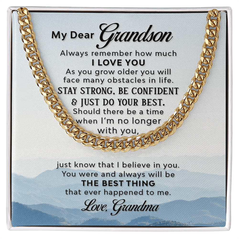 Grandson - I Love You - Cuban Link Chain Necklaces - The Shoppers Outlet