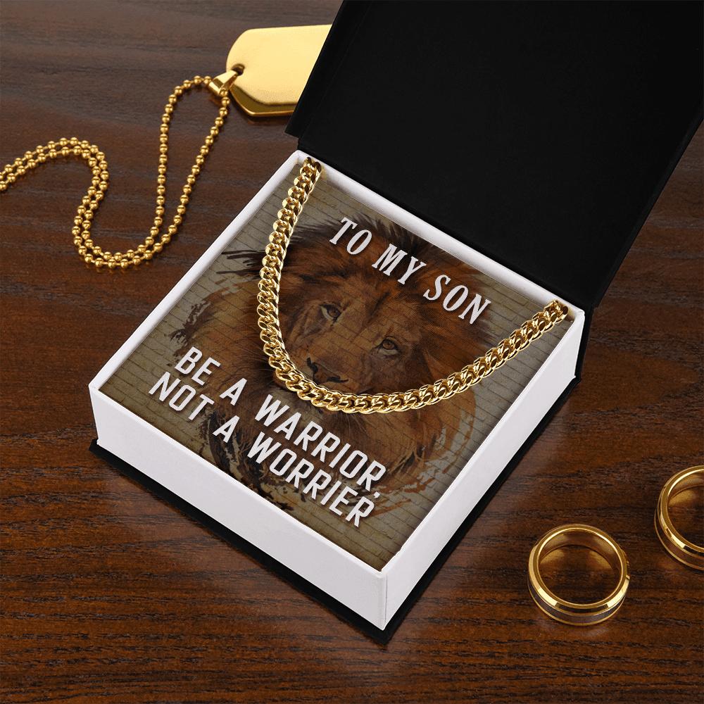 Son - Be A Warrior Not A Worrier |- Cuban Link Chain Necklaces - The Shoppers Outlet