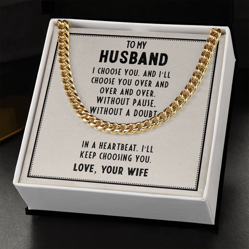 Husband - I Choose You - Cuban Link Chain Necklaces - The Shoppers Outlet